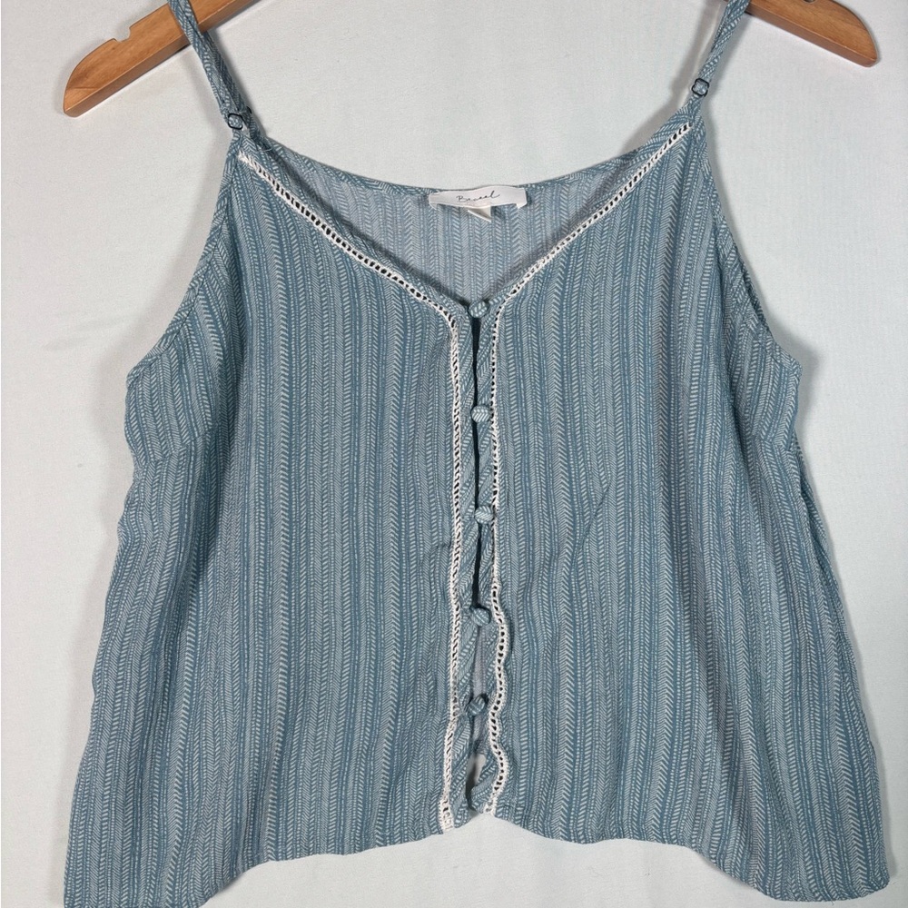 Becaal Blue Striped Button Front Cami Tank | Size M